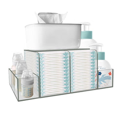 GILPWA diaper caddy top view shows sleek clear acrylic frame for organized essentials.