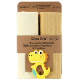 Gina Era knit baby receiving blankets two-pack flatlay with soft cotton warmth