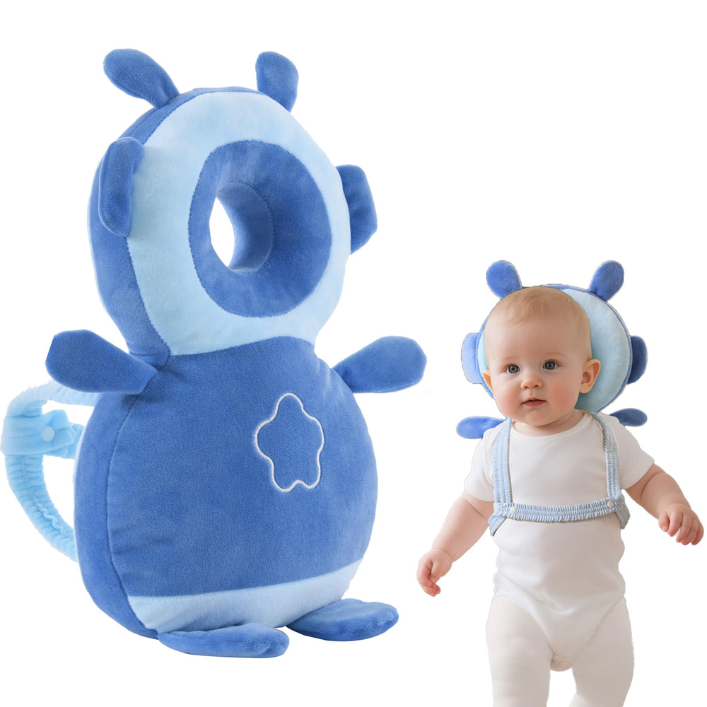 GINMOON Baby Head Protector Backpack plush exterior and soft inner padding for gentle protection during play.