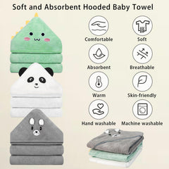 GINUMWA hooded towel with panda design comforts baby during bath time.