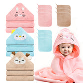 GINUMWA hooded baby towel set packaging shows a complete bath kit for newborns