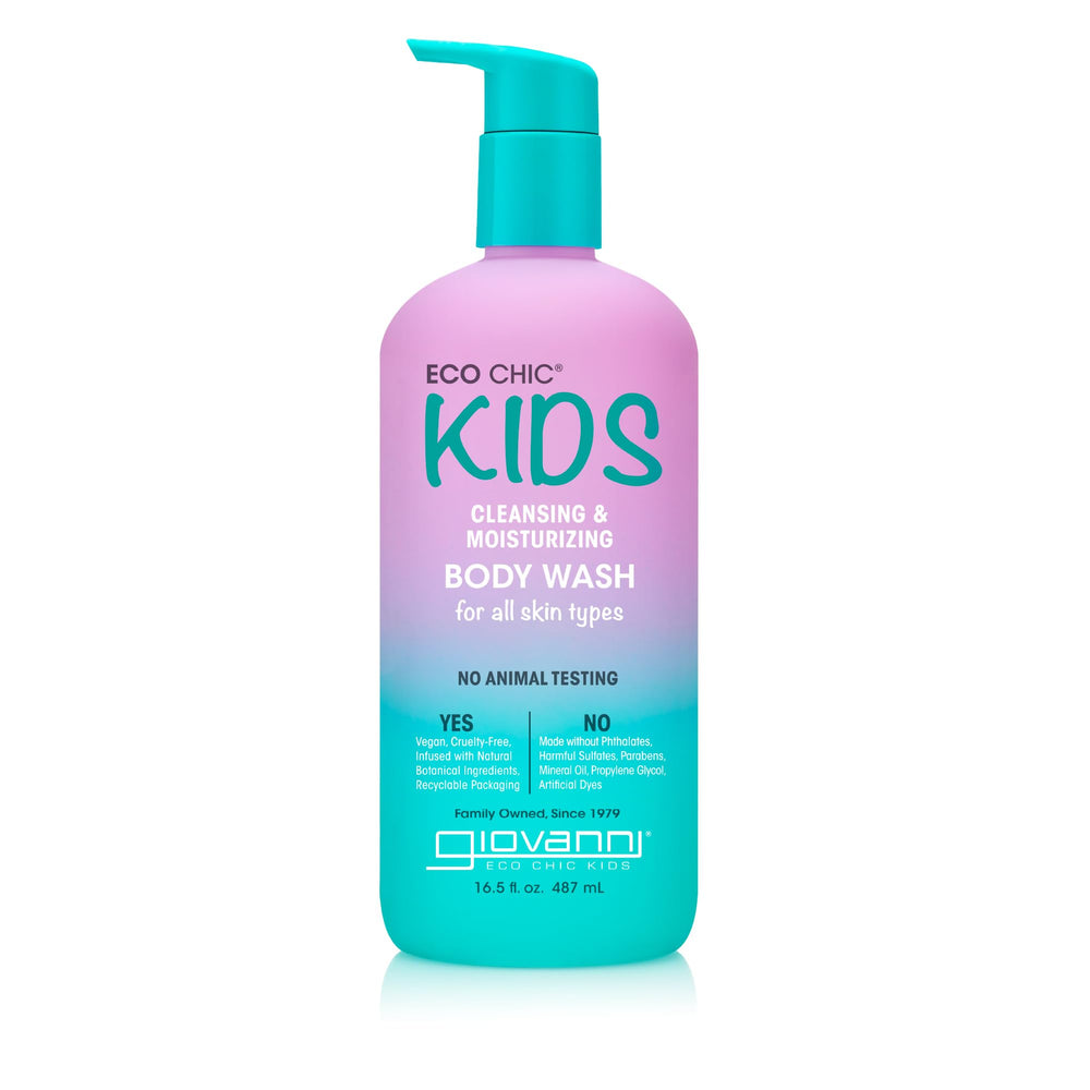 GIOVANNI Eco Chic Kids Body Wash bottle showing gentle cleansing for sensitive skin