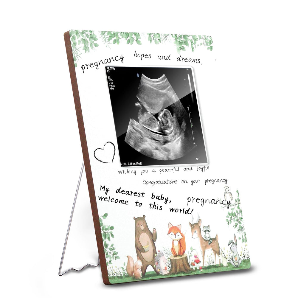 Girlbido Woodland Ultrasound Frame with rustic wood detail for keepsake display