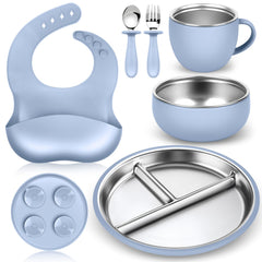 Gksuu stainless steel toddler plates with suction base for spill-free meals