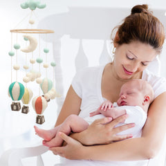 Glaciart One handmade wool baby mobile offers soft, grab-friendly textures