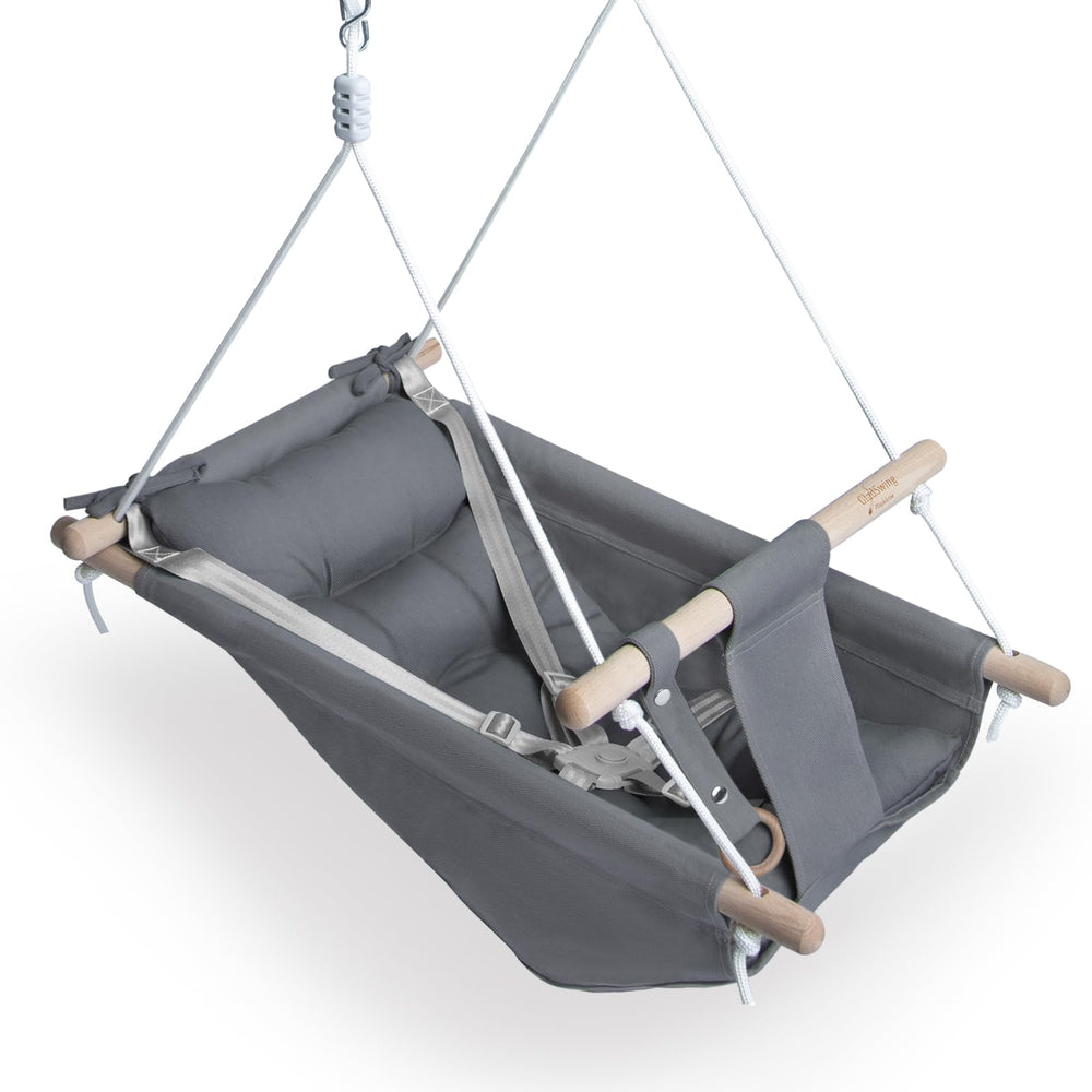 Gladswing baby swing canvas hammock provides soft support during naps