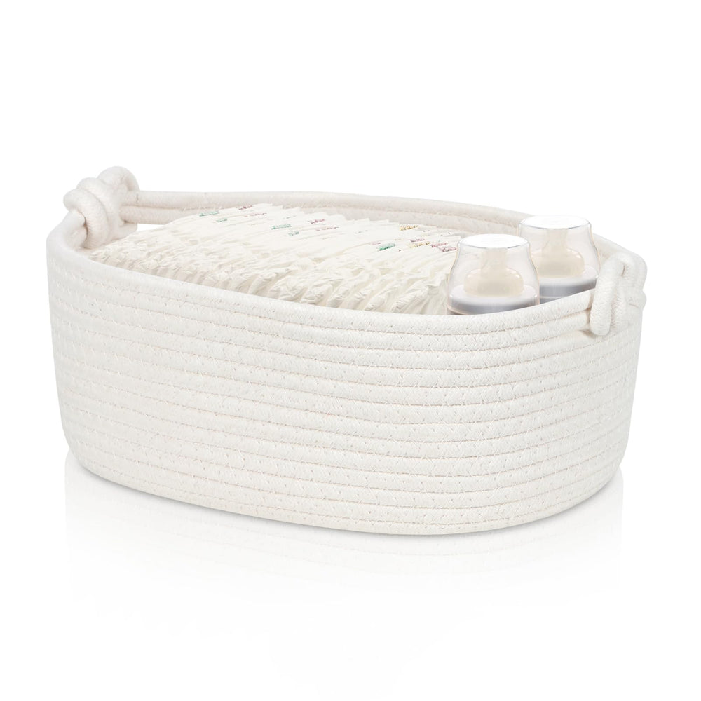 GLCON small rope basket towel storage keeps bathroom counter tidy.