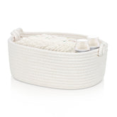 GLCON small rope basket towel storage keeps bathroom counter tidy.