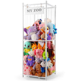 GLDZI stuffed animal storage wood rack with open compartments for easy access and tidy toy organization.