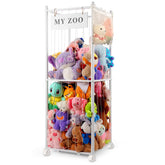 GLDZI stuffed animal storage zoo front view shows mobility for playroom cleanup.