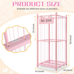 GLDZI wooden stuffed animal organizer tower demonstrates multi-tier design for spacious toy sorting