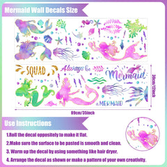 Glenmal Mermaid Wall Decal glitter detail adds sparkling focal point.