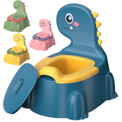 Gliizee Mall potty-training toilet with dinosaur blue front view encourages toddler engagement