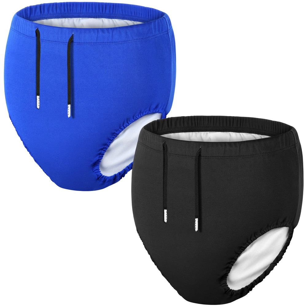 Glitopper youth swim diaper cover in black showing secure pool-time fit
