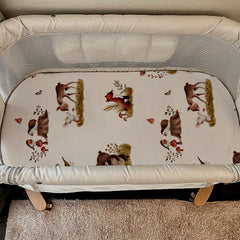 GLLQUEN BABY bassinet sheets packaging view shows ready-to-swap replacement sheets in deluxe box.
