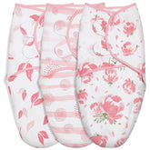GLLQUEN BABY girl swaddles 3-pack pink floral pattern for cozy secure sleep