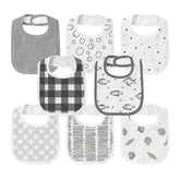 GLLQUEN BABY muslin drool bib front view showing absorbent fabric and fish print for drool protection.