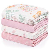 GLLQUEN BABY muslin swaddle pink elephant pack closeup highlights soft breathable fabric