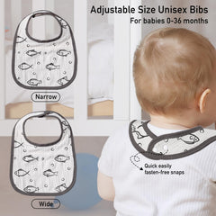 GLLQUEN BABY muslin teething print bib close-up showing stylish design.