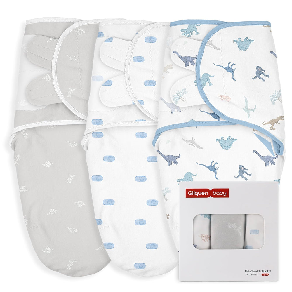 GLLQUEN BABY 3-pack swaddle packshot demonstrates easy, secure wrapping for newborn sleep.