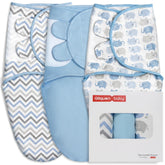 GLLQUEN BABY swaddle blue elephants full view for peaceful sleep
