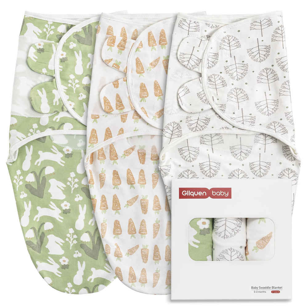 GLLQUEN BABY rabbit-design swaddle blanket offers cozy newborn comfort.