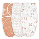 GLLQUEN BABY swaddle rainbow pattern closeup for cozy newborn comfort.