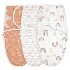 GLLQUEN BABY swaddle rainbow pattern closeup for cozy newborn comfort.