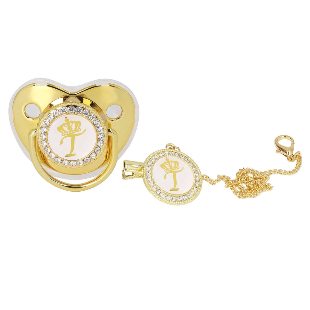 GLOGLOW luxury golden letter pacifier set with bling for newborn photography sessions