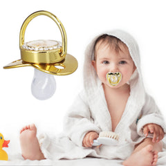 GLOGLOW Pacifier clip set in gold keeps pacifier handy on the go