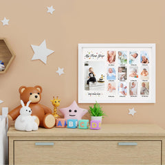 GMFrames Baby First Years frame holds twelve wallet-sized photos to tell your baby’s story.