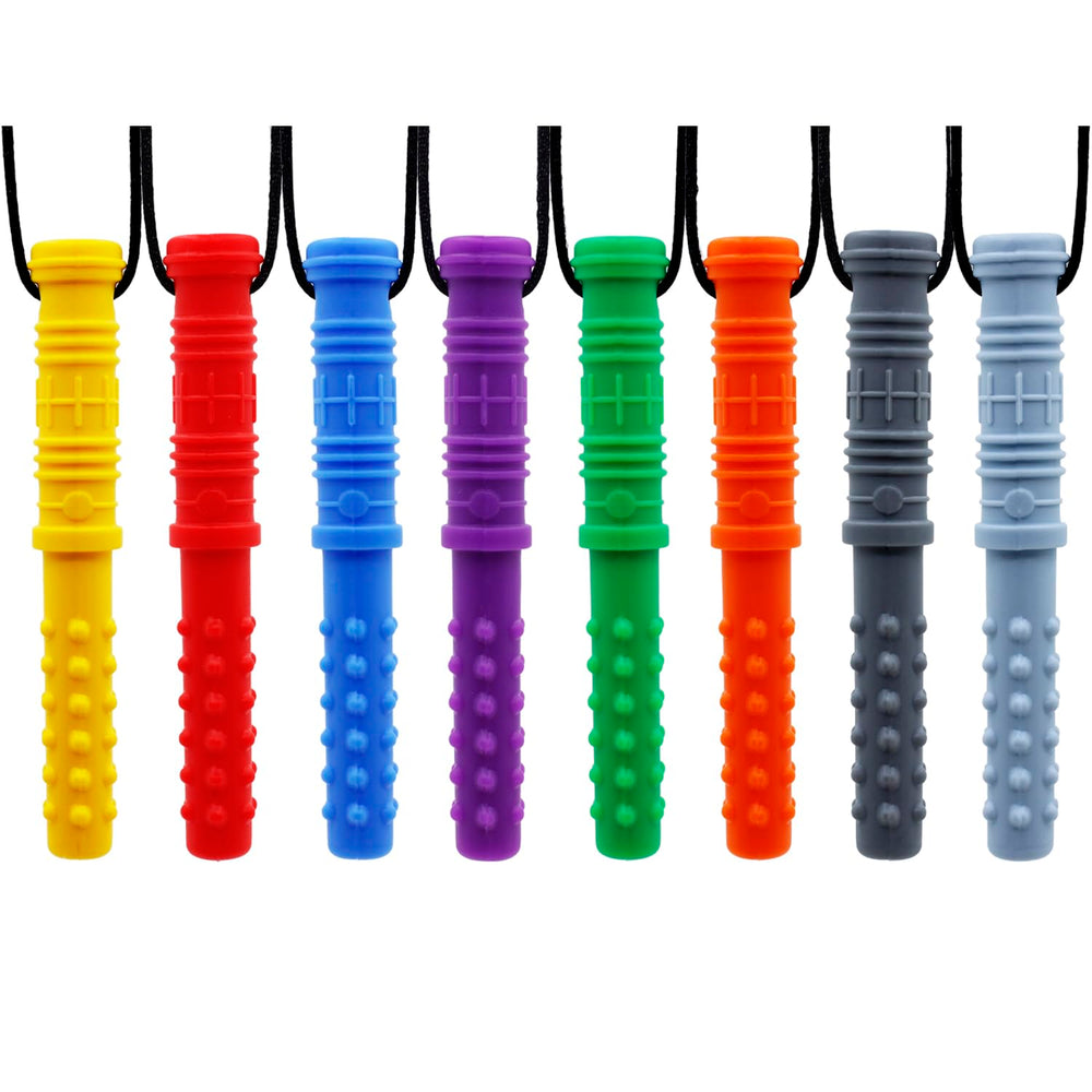 GNAWRISHING Chew Necklaces cylinder front view showing sensory design for calm moments