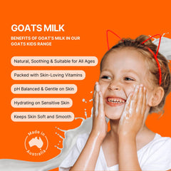 Goat Milk Kids Organic Body Wash hypoallergenic design supports sensitive skin during bath time