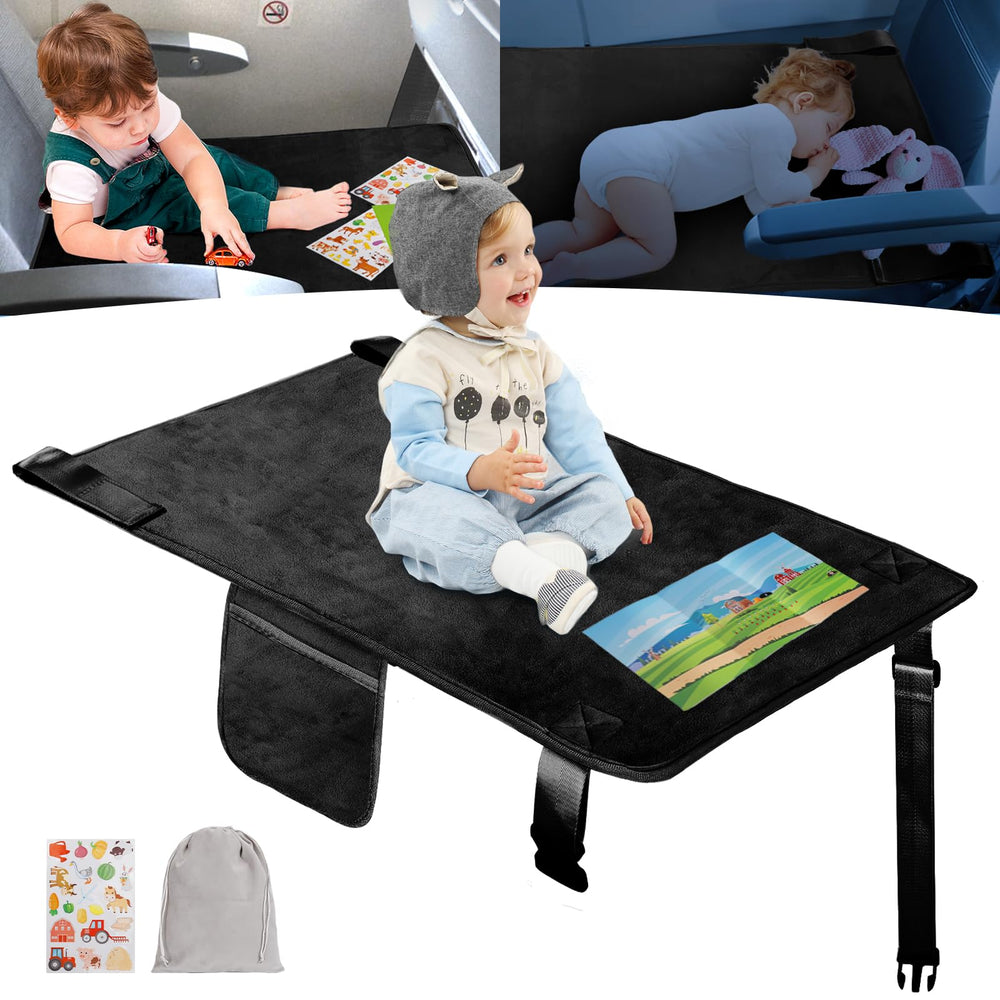 GoCozy toddler airplane bed front view shows extra sleep space on a flight.