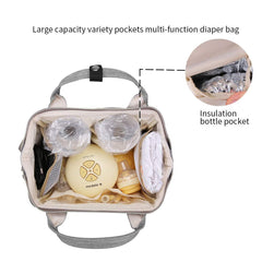 GOGOSO breast pump bag grey multi-pocket layout for pump, baby items, and keys.