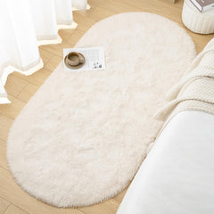Goideal cream shag rug is easy to clean with vacuum and spot-clean.