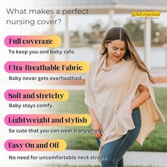 Gold Mamas Ponchy nursing cover stylish design worn as scarf during feeding