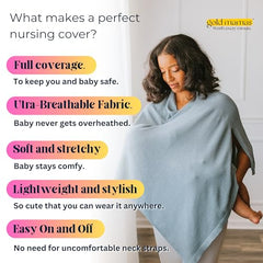 Gold Mamas privacy nursing cover blue closeup fabric highlighting soft, skin-friendly knit