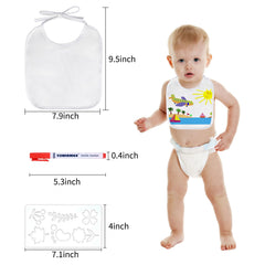 Complete kit content with bibs, pens, and templates for DIY projects