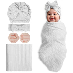 Golener muslin blanket swaddle set in white showing soft fabric and newborn comfort.
