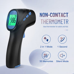 GoodBaby Forehead Thermometer LCD display with clear readings day and night.