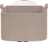 Goodpick 105L large woven basket with blankets for spacious, tidy living room storage.