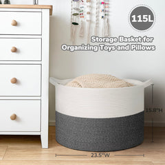 Goodpick 115L blanket basket in use in living room—easy access and tidy spaces.
