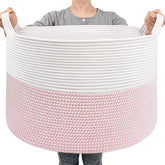 Goodpick large storage basket 22x14 pink for blanket storage in the living room.