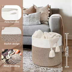 Goodpick basket filled with blankets demonstrates versatile bedroom storage.