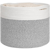 Goodpick blanket basket front view showing rope construction for easy storage.