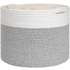 Goodpick blanket basket front view showing rope construction for easy storage.
