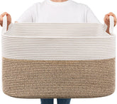 Goodpick blanket basket full view highlights spacious 75L storage for blankets, pillows, and toys.