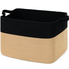 Goodpick blanket basket woven 105L keeps blankets and toys organized in living room.