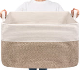 Goodpick extra large woven blanket basket for living room storage of blankets and pillows.